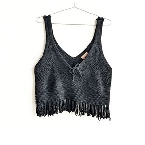 Black Fringe Sweater Tank Pilcro Anthropologie